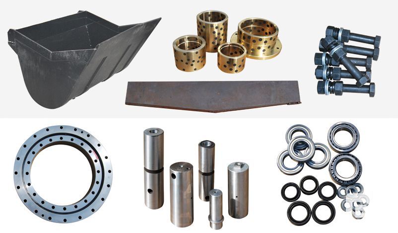 Buckets, blades, shafts and bearings, slewing bearings, bearings and their stand